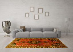 Machine Washable Persian Yellow Traditional Rug in a Living Room, wshtr559yw