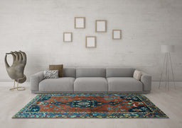 Machine Washable Persian Light Blue Traditional Rug in a Living Room, wshtr559lblu