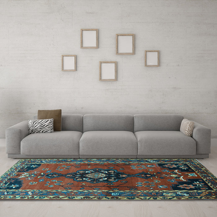 Machine Washable Persian Light Blue Traditional Rug in a Living Room, wshtr559lblu