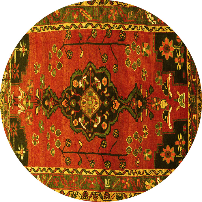 Round Persian Yellow Traditional Rug, tr559yw