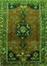 Serging Thickness of Machine Washable Persian Green Traditional Area Rugs, wshtr559grn