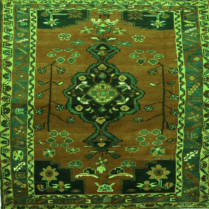Round Machine Washable Persian Green Traditional Area Rugs, wshtr559grn