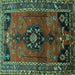 Square Machine Washable Persian Turquoise Traditional Area Rugs, wshtr559turq