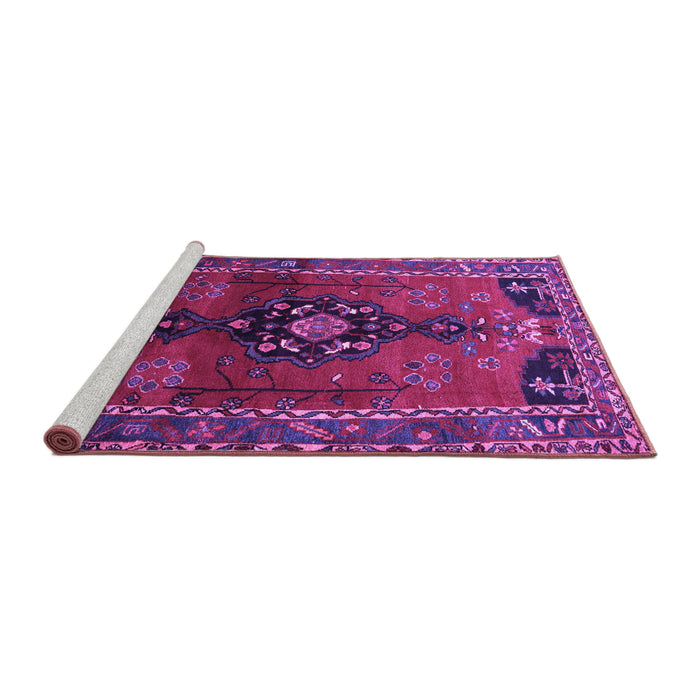 Sideview of Machine Washable Persian Purple Traditional Area Rugs, wshtr559pur