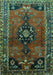 Machine Washable Persian Turquoise Traditional Area Rugs, wshtr559turq