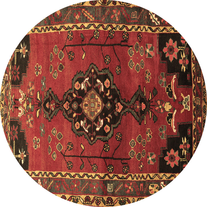 Round Machine Washable Persian Brown Traditional Rug, wshtr559brn
