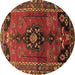 Round Machine Washable Persian Brown Traditional Rug, wshtr559brn