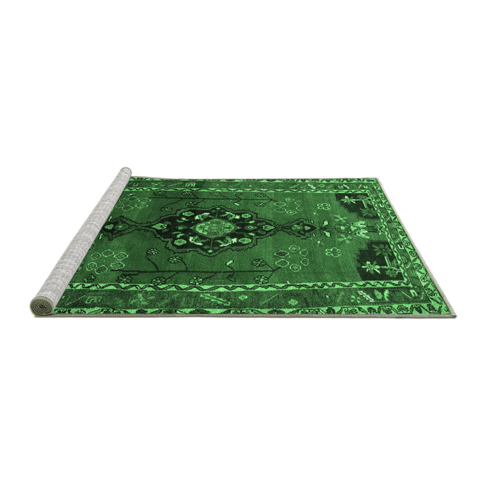 Sideview of Machine Washable Persian Emerald Green Traditional Area Rugs, wshtr559emgrn
