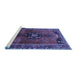 Sideview of Machine Washable Persian Blue Traditional Rug, wshtr559blu