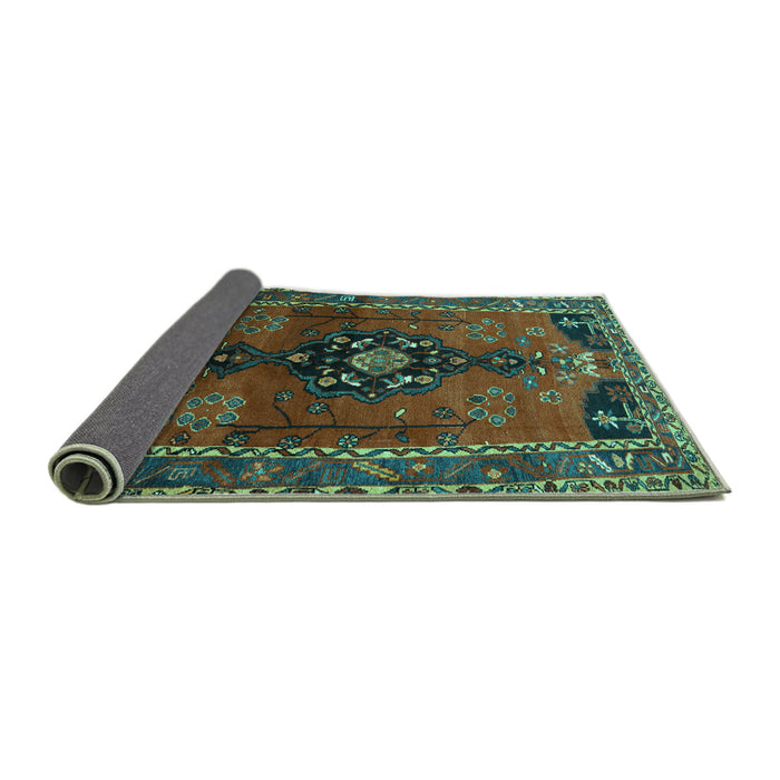 Sideview of Persian Turquoise Traditional Rug, tr559turq