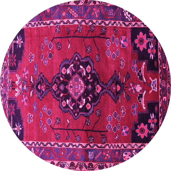 Round Machine Washable Persian Pink Traditional Rug, wshtr559pnk