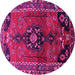 Round Machine Washable Persian Pink Traditional Rug, wshtr559pnk