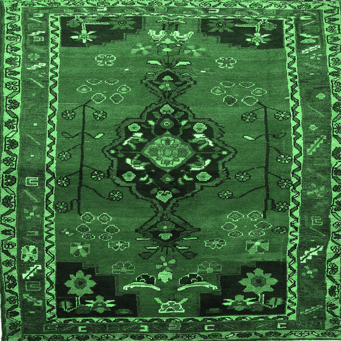 Square Machine Washable Persian Emerald Green Traditional Area Rugs, wshtr559emgrn