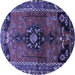 Round Machine Washable Persian Blue Traditional Rug, wshtr559blu