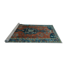 Sideview of Machine Washable Persian Light Blue Traditional Rug, wshtr559lblu