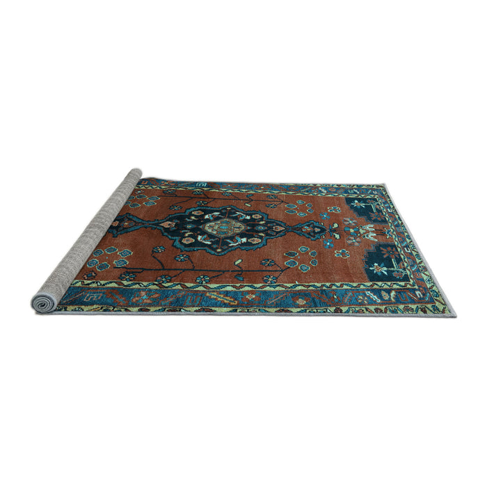 Sideview of Machine Washable Persian Light Blue Traditional Rug, wshtr559lblu