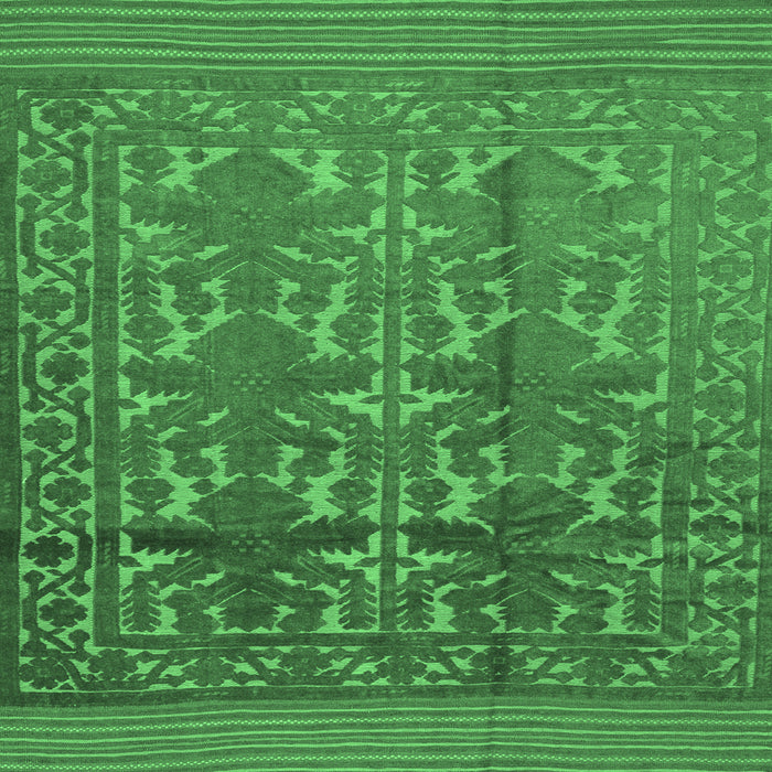 Square Machine Washable Southwestern Emerald Green Country Area Rugs, wshtr55emgrn