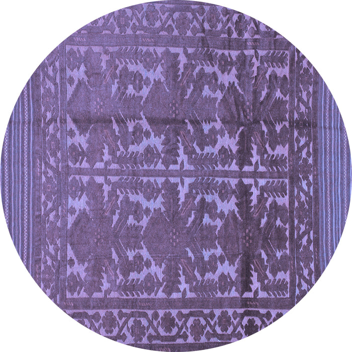 Round Machine Washable Southwestern Blue Country Rug, wshtr55blu