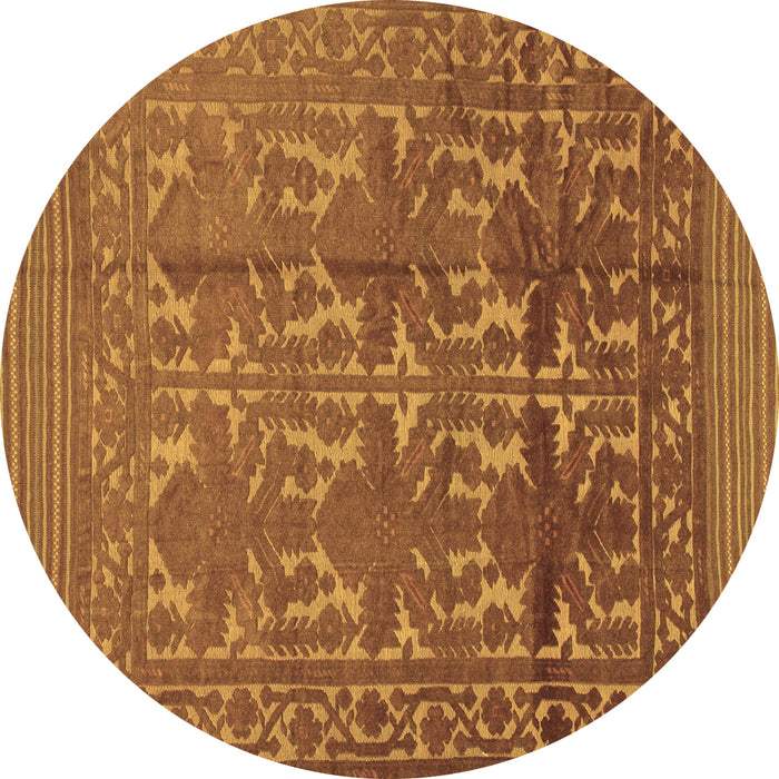 Round Machine Washable Southwestern Brown Country Rug, wshtr55brn