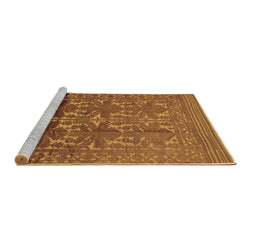 Sideview of Machine Washable Southwestern Brown Country Rug, wshtr55brn