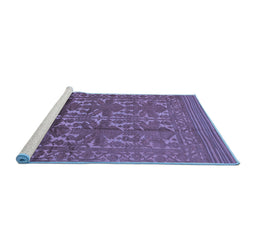 Sideview of Machine Washable Southwestern Blue Country Rug, wshtr55blu