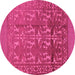 Round Southwestern Pink Country Rug, tr55pnk