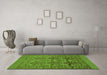 Machine Washable Southwestern Green Country Area Rugs in a Living Room,, wshtr55grn