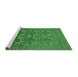 Sideview of Machine Washable Southwestern Emerald Green Country Area Rugs, wshtr55emgrn