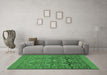 Machine Washable Southwestern Emerald Green Country Area Rugs in a Living Room,, wshtr55emgrn