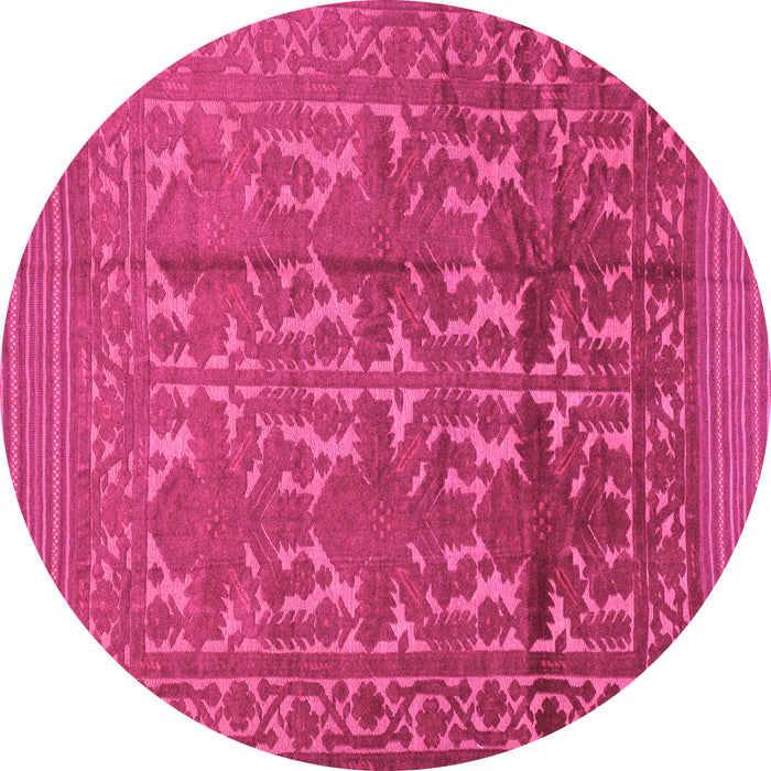 Round Machine Washable Southwestern Pink Country Rug, wshtr55pnk
