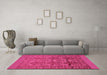 Machine Washable Southwestern Pink Country Rug in a Living Room, wshtr55pnk