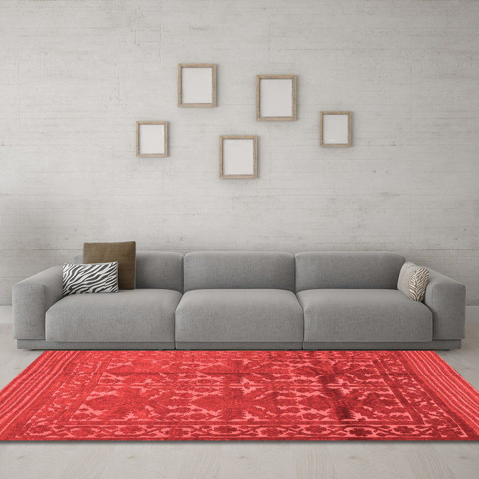 Country Red Washable Rugs