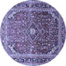 Round Machine Washable Persian Blue Traditional Rug, wshtr560blu