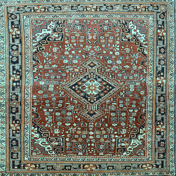 Square Machine Washable Persian Light Blue Traditional Rug, wshtr560lblu