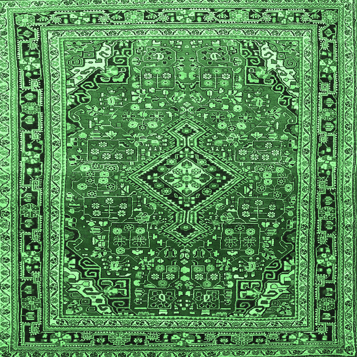 Square Persian Emerald Green Traditional Rug, tr560emgrn