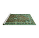 Sideview of Machine Washable Persian Turquoise Traditional Area Rugs, wshtr560turq