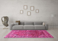 Machine Washable Persian Pink Traditional Rug, wshtr560pnk