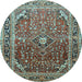 Round Persian Light Blue Traditional Rug, tr560lblu