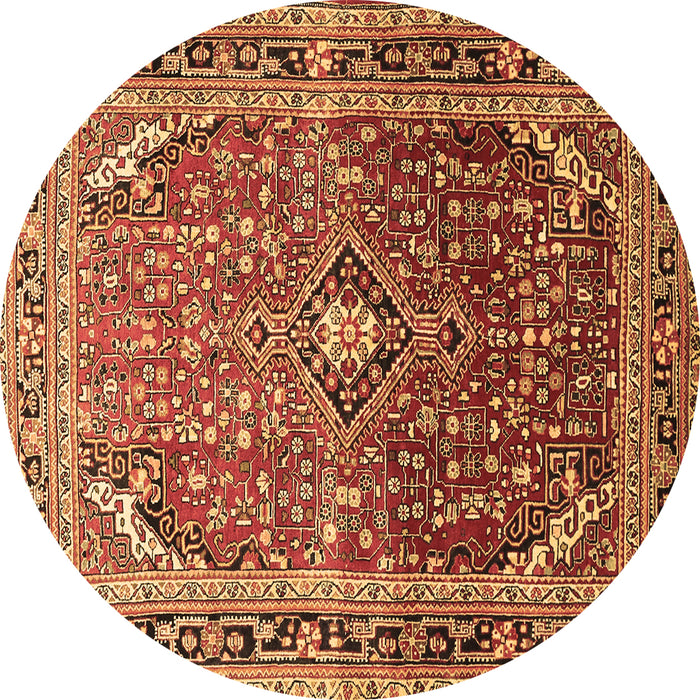 Round Machine Washable Persian Brown Traditional Rug, wshtr560brn