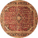 Round Machine Washable Persian Brown Traditional Rug, wshtr560brn