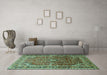 Machine Washable Persian Turquoise Traditional Area Rugs in a Living Room,, wshtr560turq