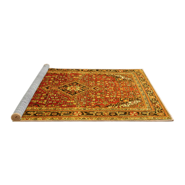 Sideview of Machine Washable Persian Yellow Traditional Rug, wshtr560yw