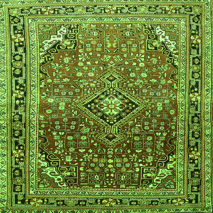 Round Machine Washable Persian Green Traditional Area Rugs, wshtr560grn