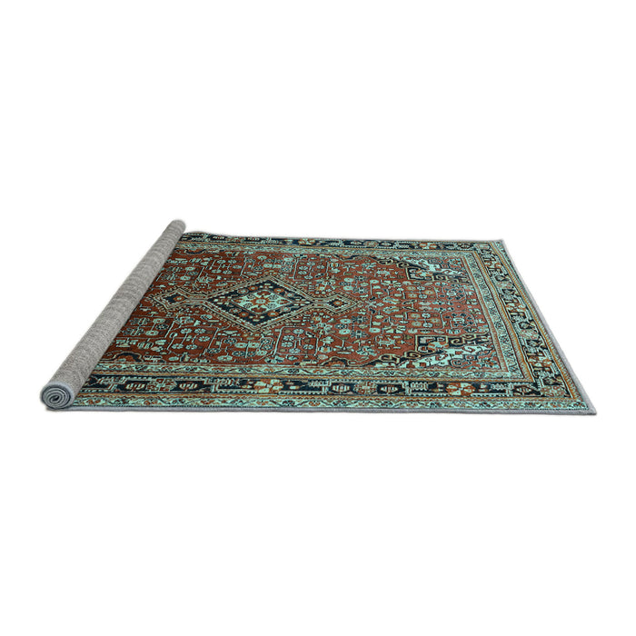 Sideview of Machine Washable Persian Light Blue Traditional Rug, wshtr560lblu