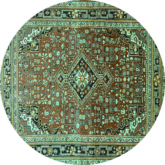 Round Persian Turquoise Traditional Rug, tr560turq