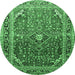 Round Persian Emerald Green Traditional Rug, tr560emgrn