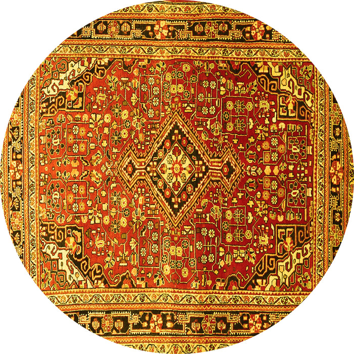 Round Persian Yellow Traditional Rug, tr560yw