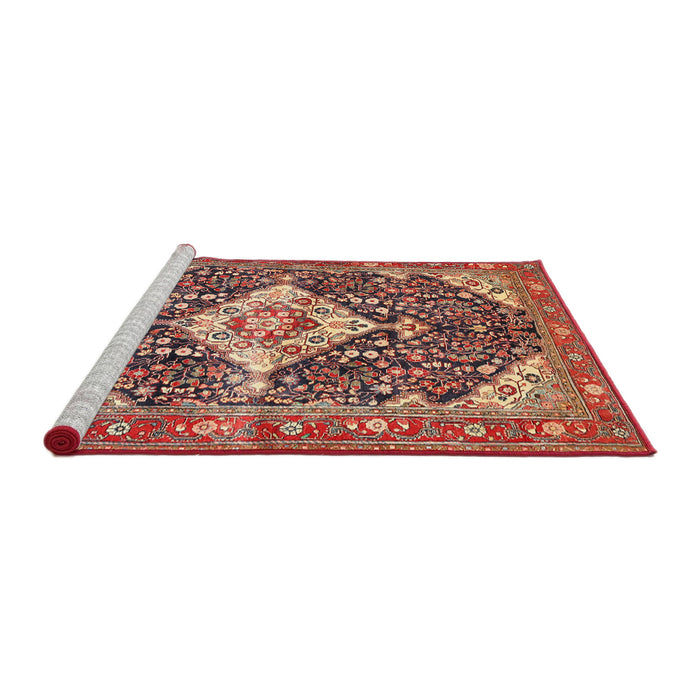 Sideview of Machine Washable Traditional Fire Brick Red Rug, wshtr561