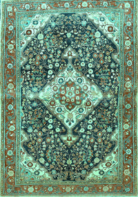 Medallion Turquoise Traditional Rug, tr561turq