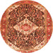 Square Medallion Orange Traditional Rug, tr561org